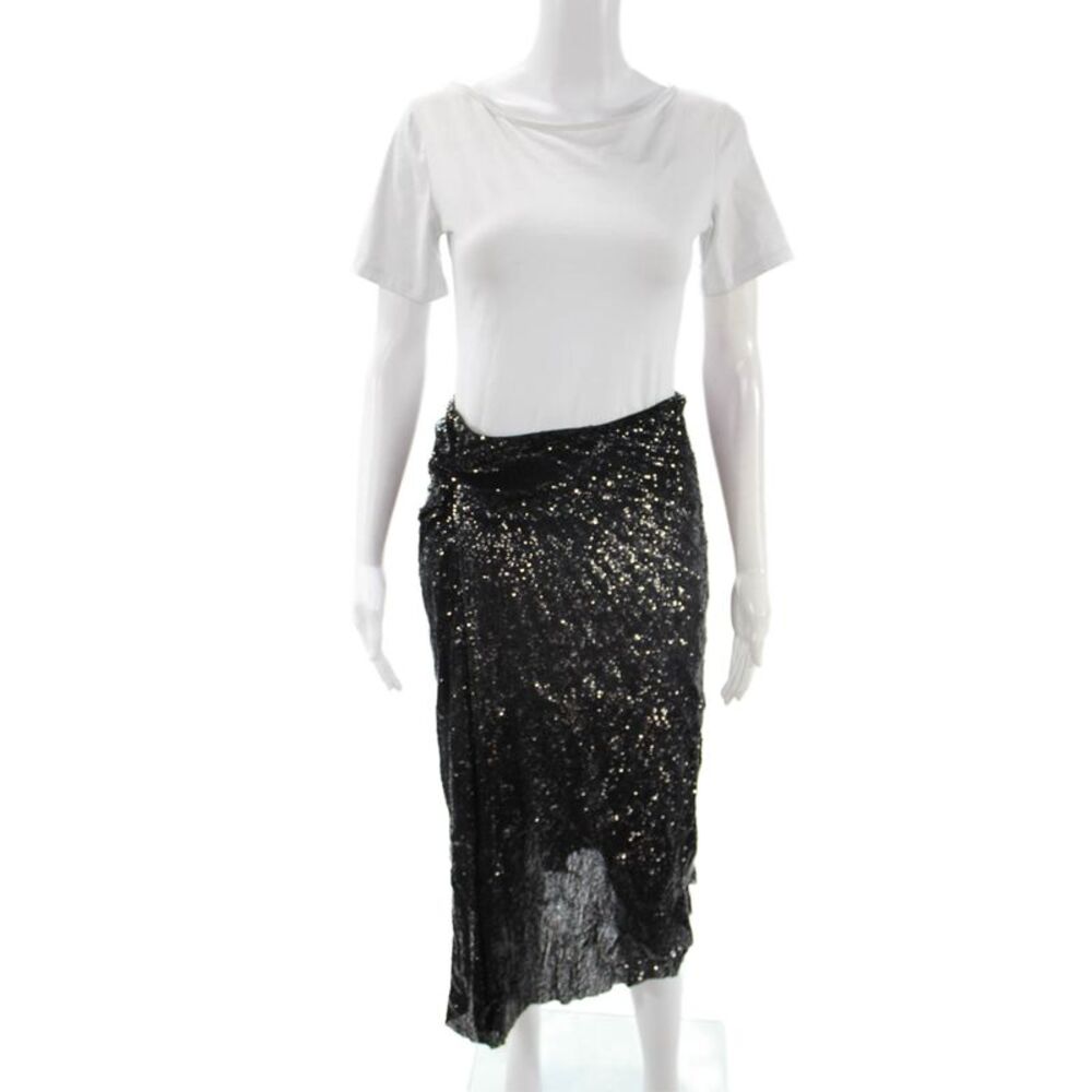 ALC Womens Wrap Skirt Long Black 100% Nylon Size 2